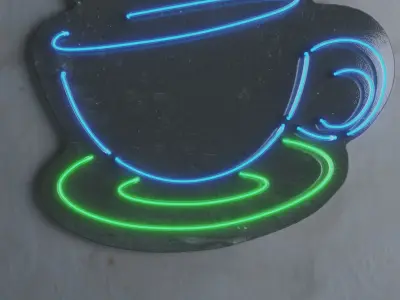 Neon 3D Model 10 - Coffee Low-poly 3D model