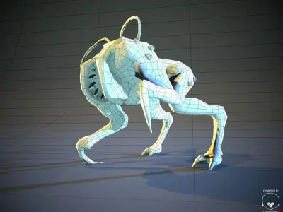 BioMech Alien Creature LowPoly Low-poly 3D model