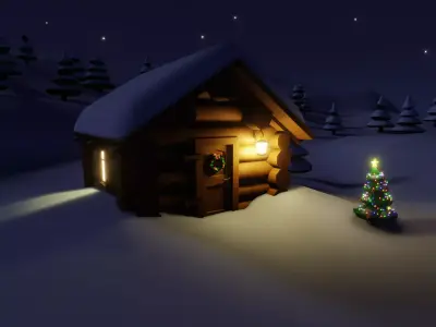 Christmas Snow House Low-poly 3D model