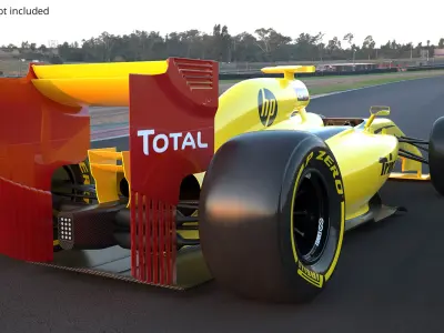  Yellow Formula One Car with Black Aero Trim Rigged for Cinema 4D 