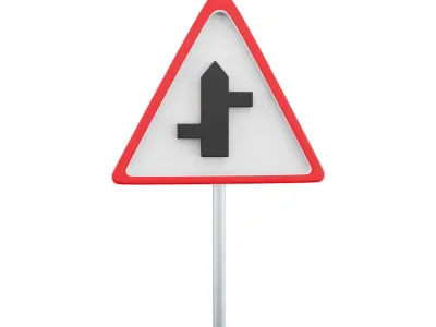 3d  Staggered junction sign cartoon icon 3D model
