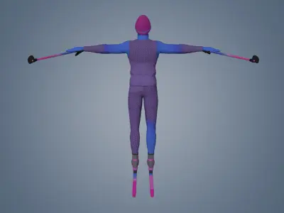 Skiing Actions Low-poly 3D model Low-poly 3D model