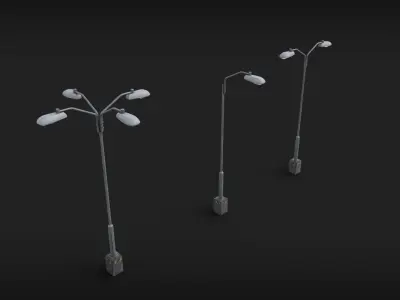 Lamp Post Street Light Low-poly 3D model