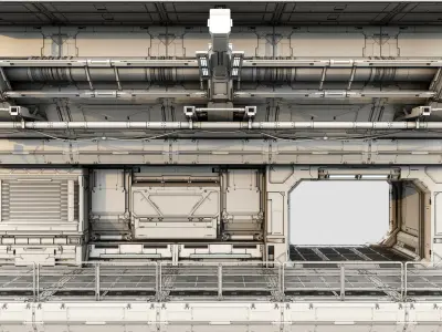 Sci-Fi Hall environment builder design economic version 3D model