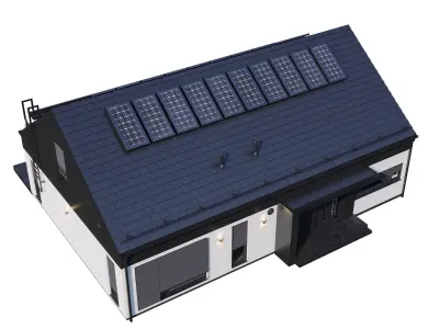 Modern cottage with floor plan 3D model