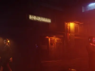 cyber punk street scene made with blender Low-poly 3D model