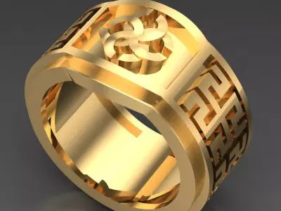 Light Gold Diamond Men Ring 2MR059 3D model