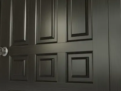 Wooden black door Low-poly 3D model