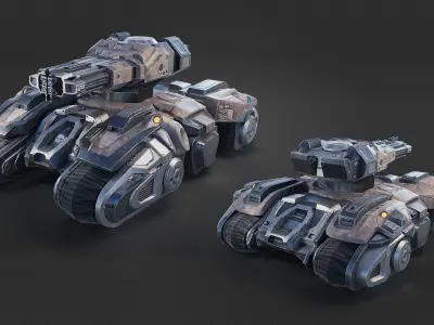 Sci-fi tank by starcraft concept Low-poly 3D model