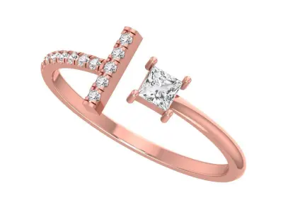 Solitaire Women Princess Stone Band Ring 3D print model purchase