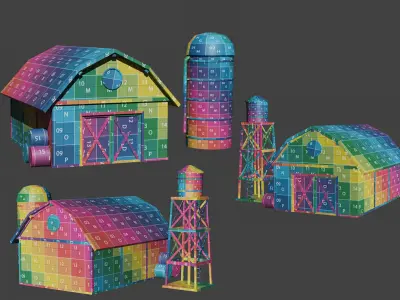 Low Poly Stylized Farm Set Low-poly 3D model