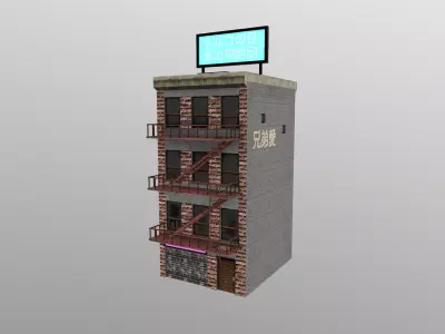 Cyberpunk City - Building 28 Low-poly 3D model