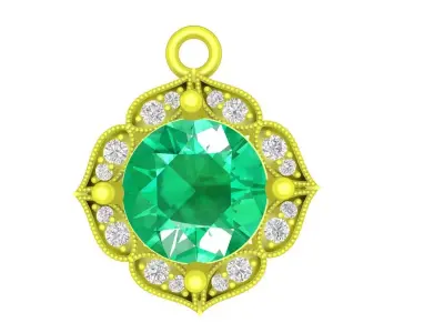 Round Halo Gemstone Pendant 4950 3D print model