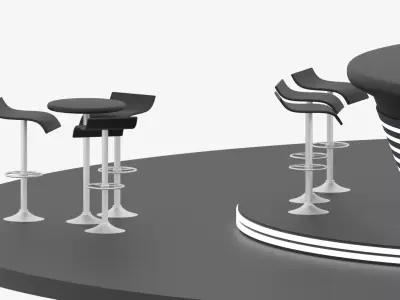 Cartoon Sci-Fi Pub Bar And Stools 3D model