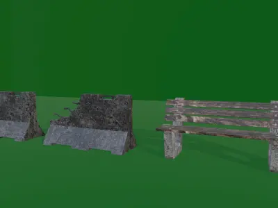 STREET ASSETS 1 - LOW POLY - PS1 RETRO STYLE Low-poly 3D model