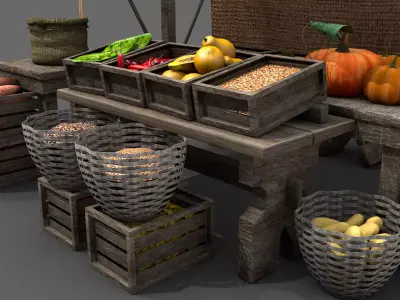 Medieval Market Stall 01 3D model