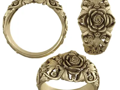 Golden rose Ring 3D print model purchase