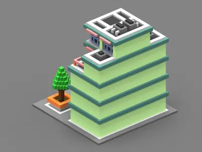 House Voxel - 18 Low-poly 3D model