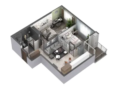 3D floor plans apartment  3D model