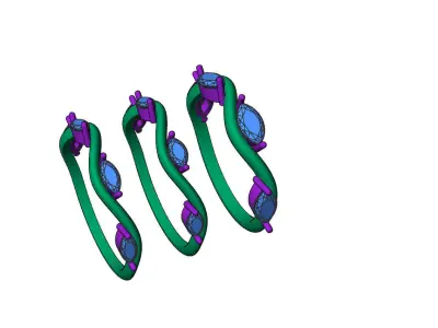 Wavy Rings triple stylish Free 3D print model