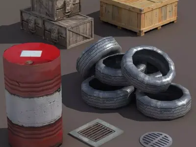 Street Element Low poly 3d Model Low-poly 3D model