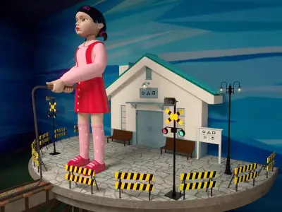 Squid Game season 3 Jump rope game scene 3D model