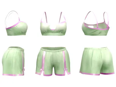 Loungewear Shorts And Bralet Low-poly 3D model