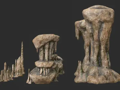 Cave Rock Set 02 Low-poly 3D model