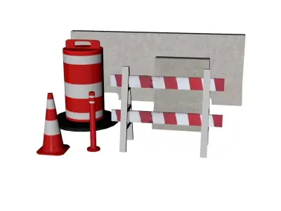 Road Objects  Low-poly 3D model