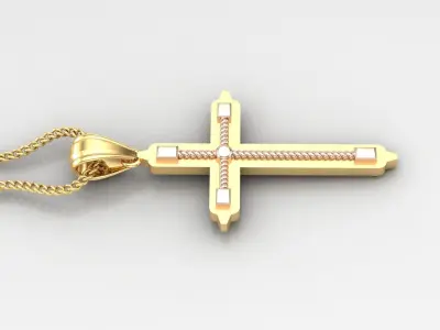 High Cross Pendant Light Gold 18K 4CP082 3D print model