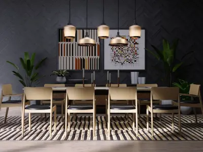 Blender Cycles Dining Room Scene 3D model