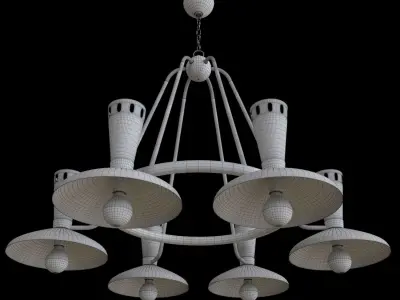 Vortex 6 Light Wagon Wheel Chandelier 3D model