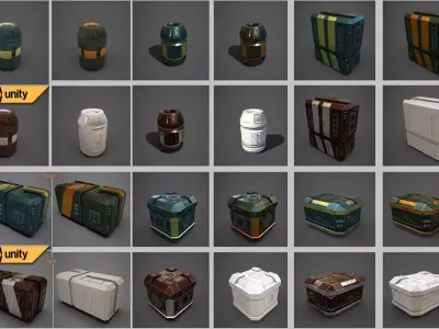 3D Sci-fi containers pack  Low-poly 3D model