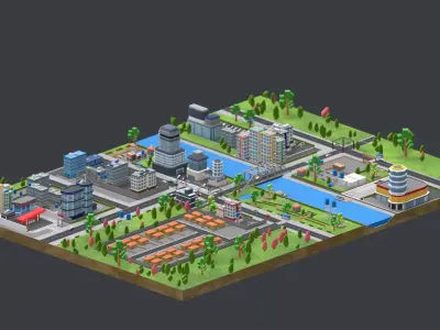 Low Poly Ultimate City Environment Game Ready Low-poly 3D model