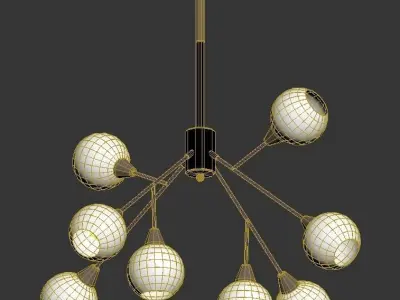 4light modern chandelier with balls 3D model