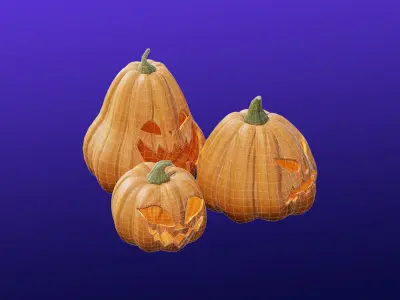 Cartoon Halloween Pumpkin Head 3D model