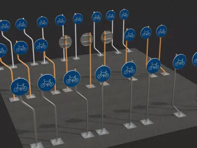 Tokyo Road Sign  Cycle Low-poly 3D model