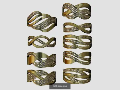 48 pcs light ring with stones 3D Model Pack