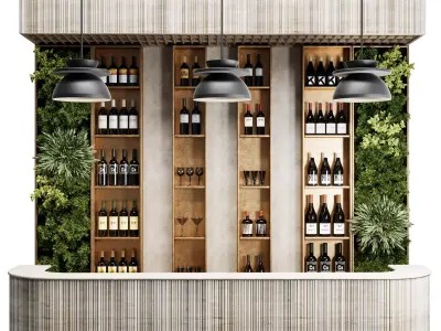 Reception Desk for Restaurant and Caffe with cabinet wine  09 3D model