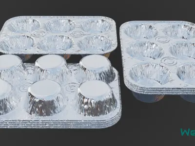 Disposable Aluminum Cupcake Muffin Pans Low-poly 3D model
