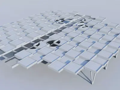 Architectural Parking Canopy with Glass Roofing pergola Low-poly 3D model