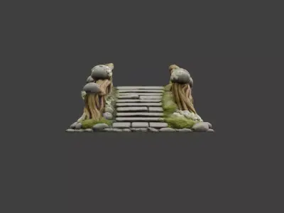 Enchanted Wooden Bridge Low-poly 3D model