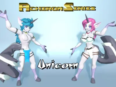 Acheron Unicorn Nude Low-poly 3D model