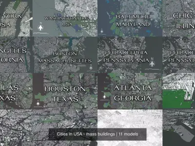 Cities in USA - mass buildings 3D Model Pack