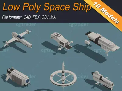 Low Poly Space Ship Isometric Icon Low-poly 3D model