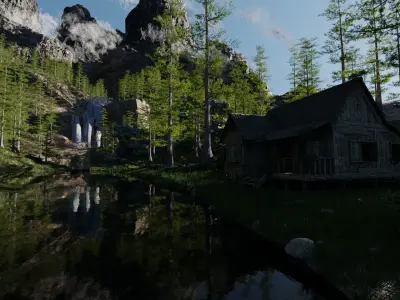 Old House in Forest Scene 3D model