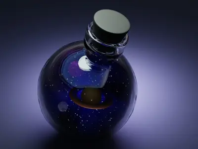 Galaxy in Bottle Low-poly 3D model