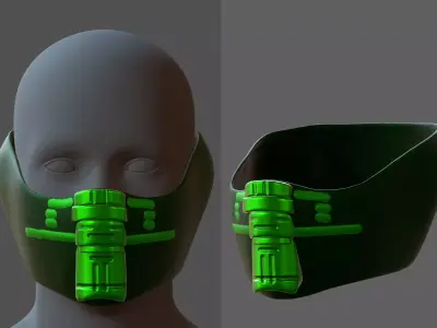 Gas mask helmet 3d model scifi Low-poly  Low-poly 3D model 314