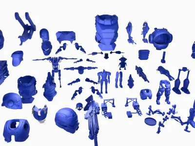 60 Robot Parts Kit - Build Your Own Sci-Fi Bot Low-poly 3D model