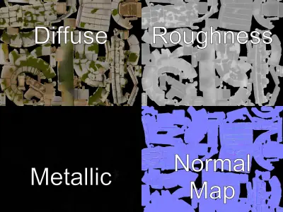 Rustic Stone Wishing Well Model Pack Low-poly 3D model